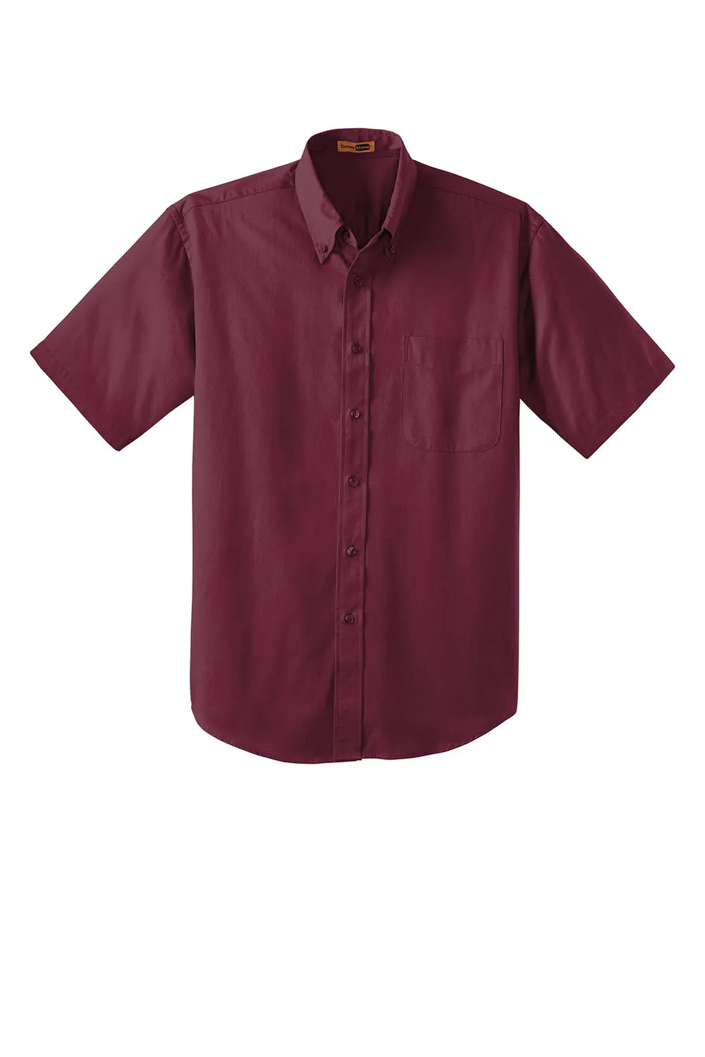 CornerStone Mens SuperPro Stain Resistant Short Sleeve Button Down Shirt w/ Pocket - Burgundy - Closeout