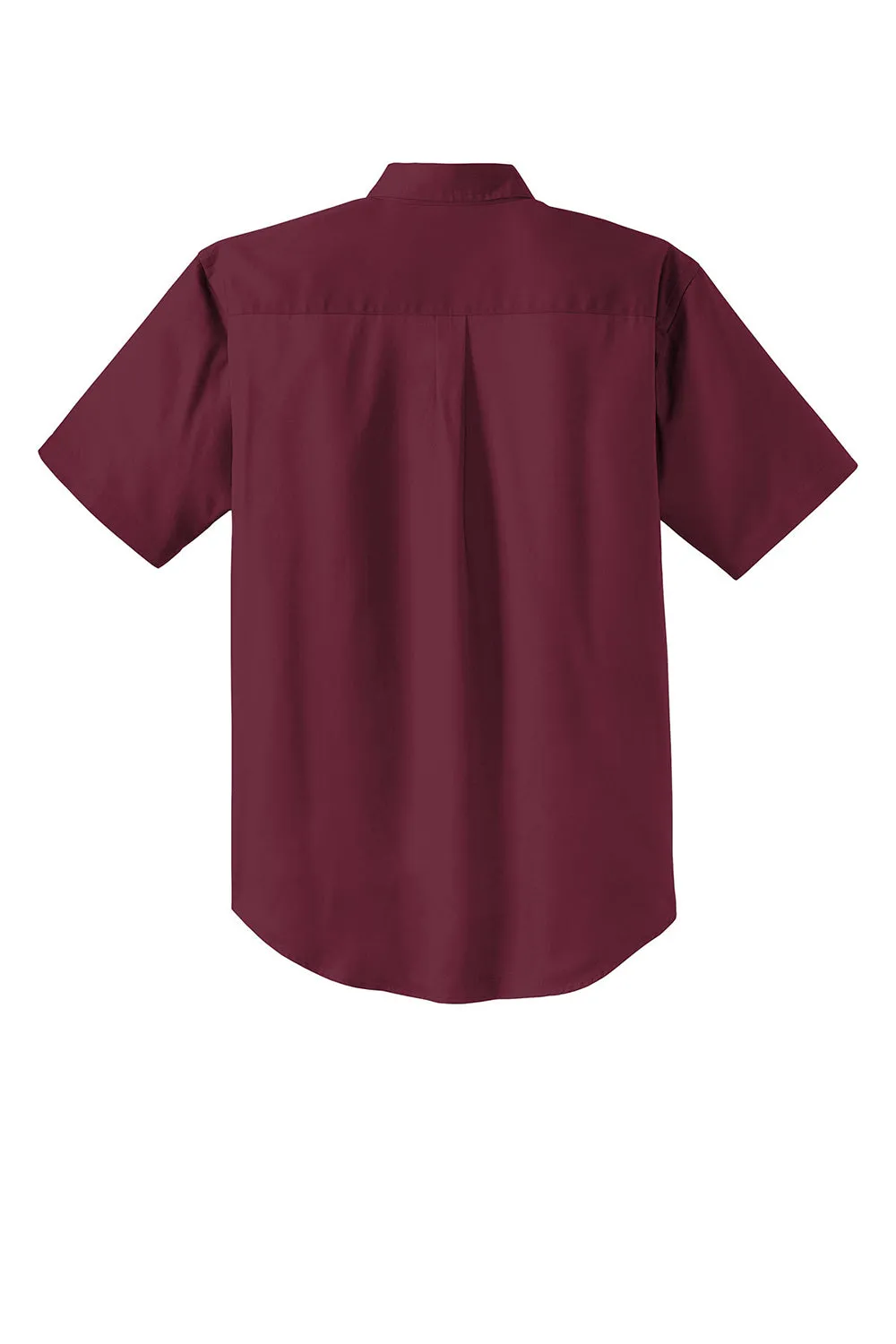 CornerStone Mens SuperPro Stain Resistant Short Sleeve Button Down Shirt w/ Pocket - Burgundy - Closeout