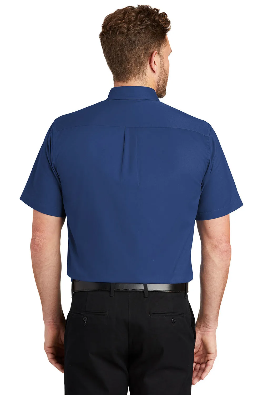 CornerStone Mens SuperPro Stain Resistant Short Sleeve Button Down Shirt w/ Pocket - Royal Blue - Closeout