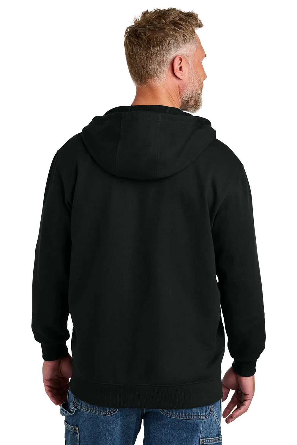 CornerStone Mens Tough Fleece Full Zip Hooded Sweatshirt Hoodie w/ Pockets - Black