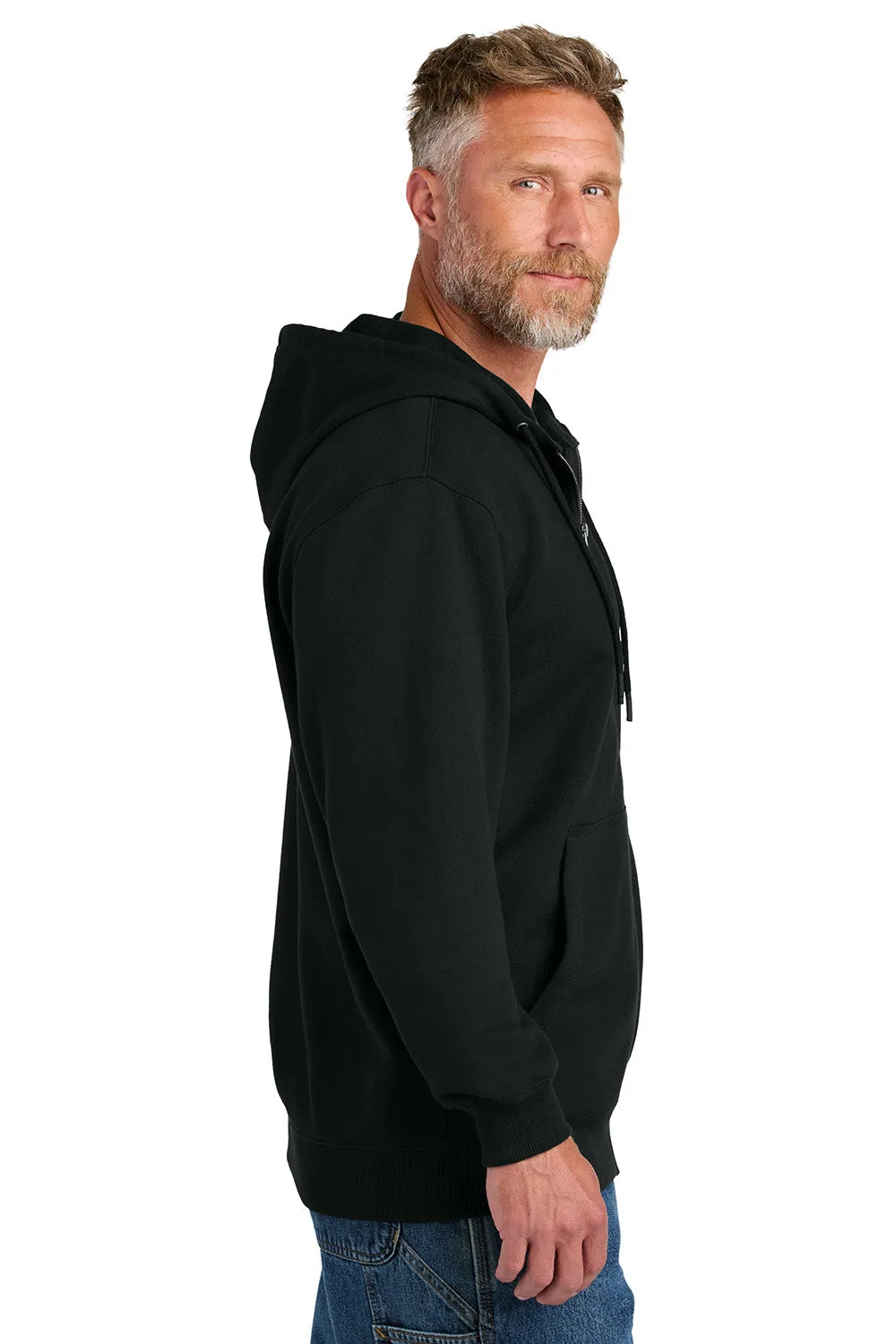 CornerStone Mens Tough Fleece Full Zip Hooded Sweatshirt Hoodie w/ Pockets - Black
