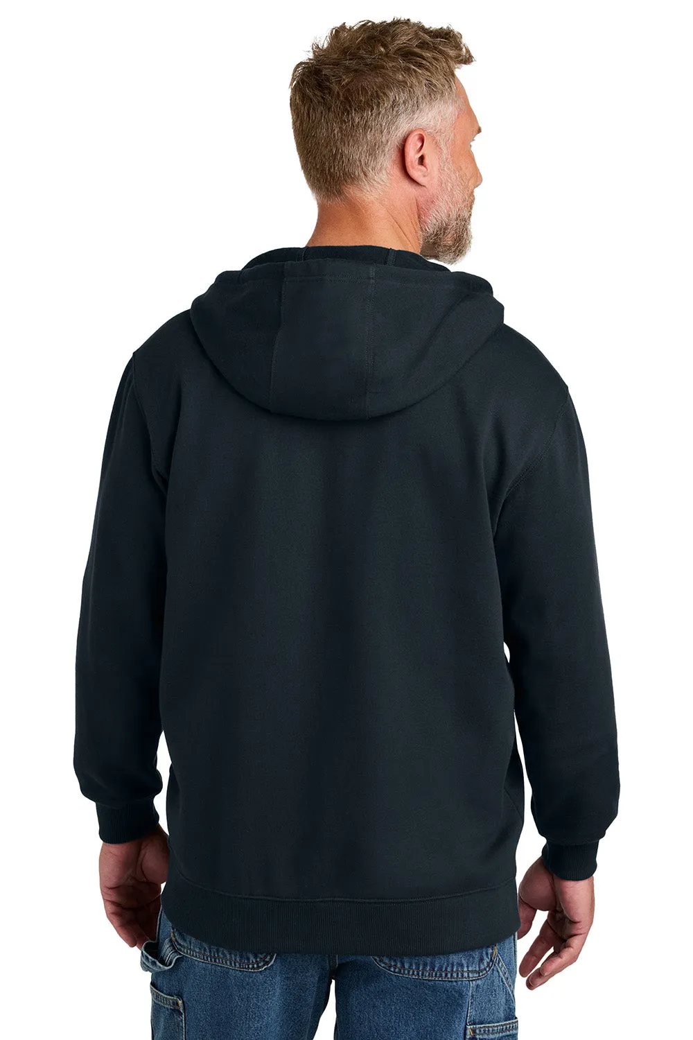 CornerStone Mens Tough Fleece Full Zip Hooded Sweatshirt Hoodie w/ Pockets - Navy Blue