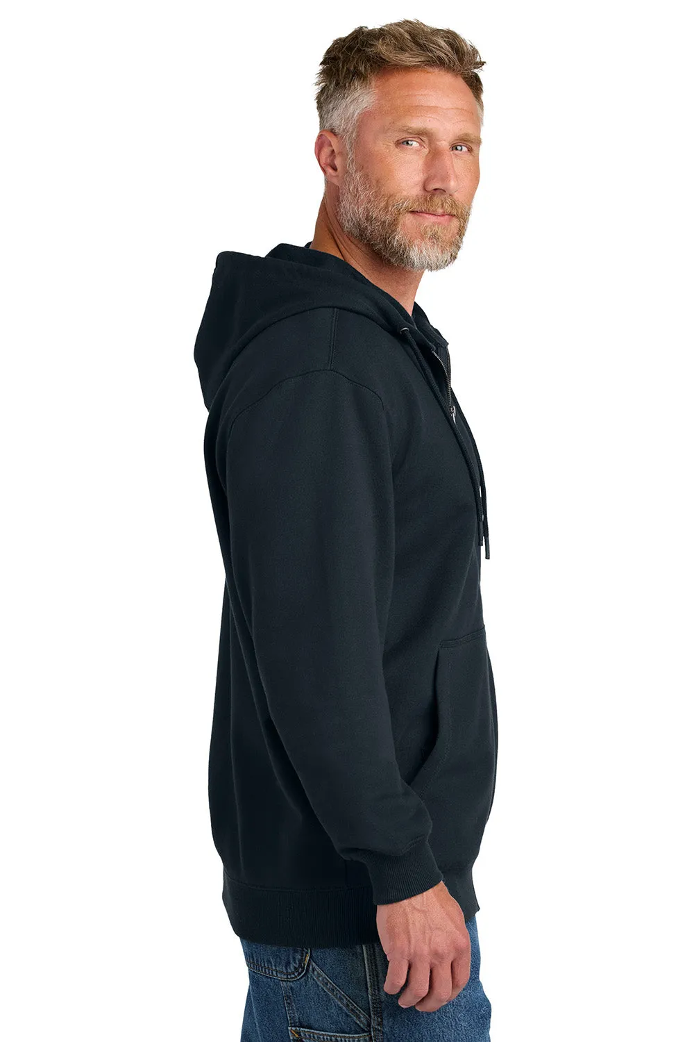 CornerStone Mens Tough Fleece Full Zip Hooded Sweatshirt Hoodie w/ Pockets - Navy Blue