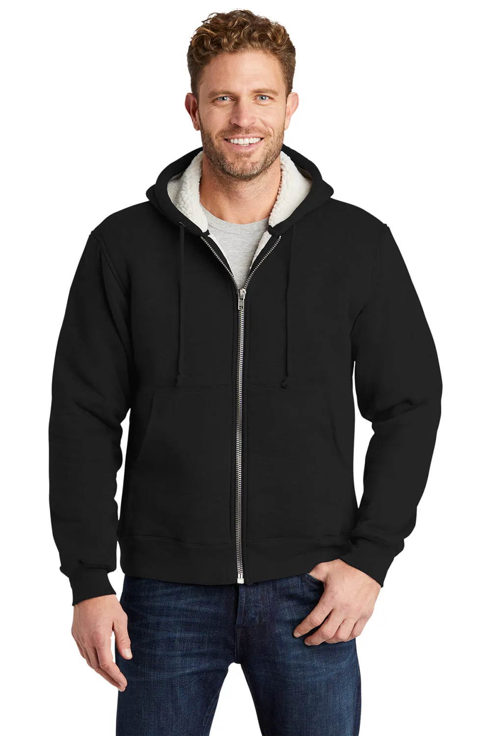 CornerStone Mens Water Resistant Fleece Full Zip Hooded Sweatshirt Hoodie w/ Pockets - Black