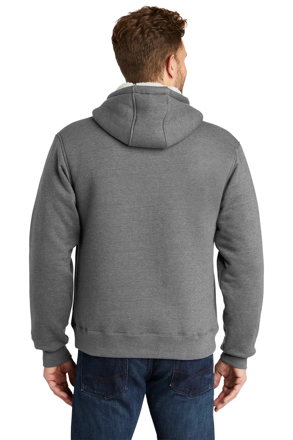 CornerStone Mens Water Resistant Fleece Full Zip Hooded Sweatshirt Hoodie w/ Pockets - Grey