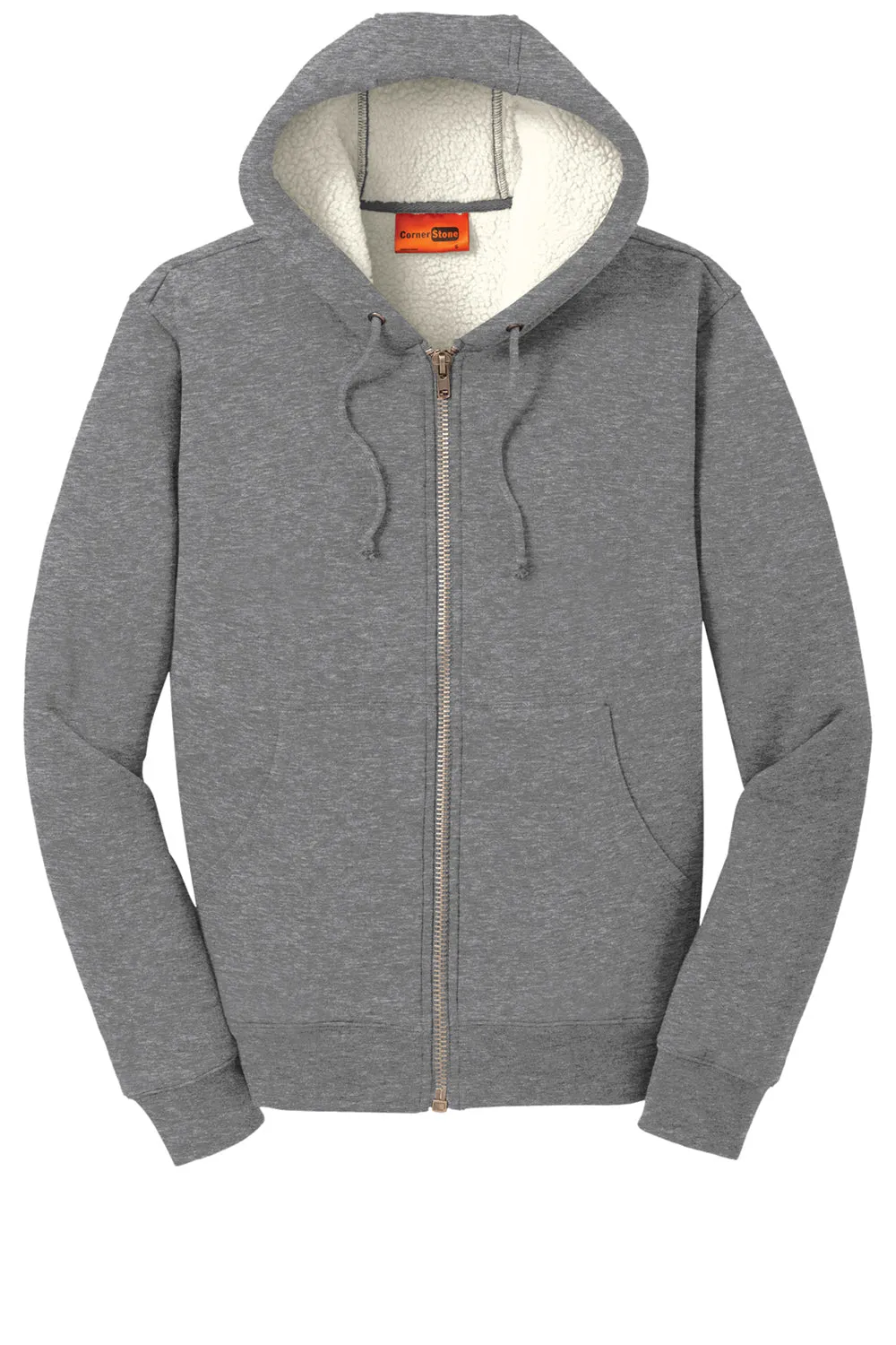 CornerStone Mens Water Resistant Fleece Full Zip Hooded Sweatshirt Hoodie w/ Pockets - Grey
