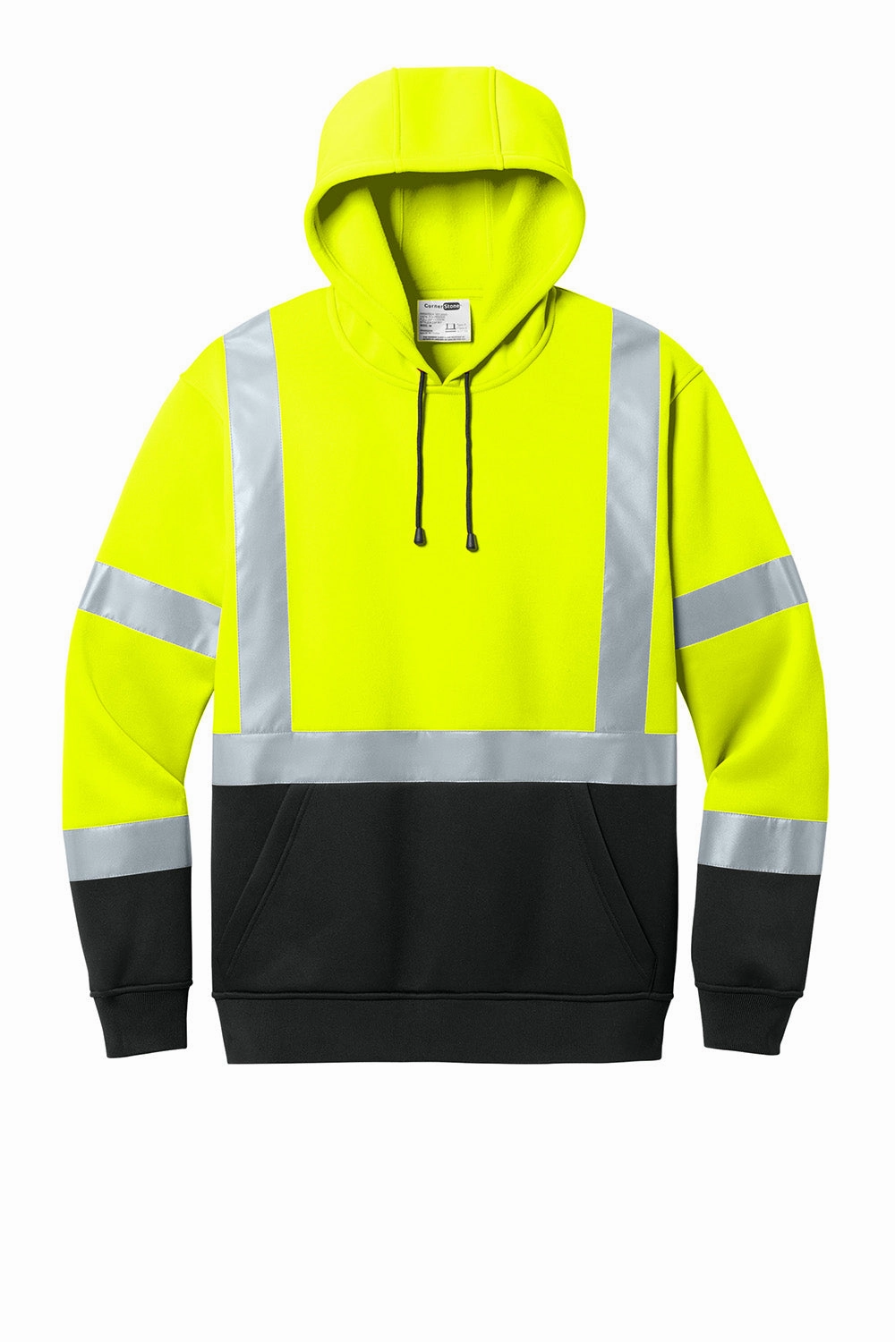 CornerStone Mens ANSI 107 Class 3 Heavy Duty Fleece Hooded Sweatshirt Hoodie w/ Pouch Pocket - Safety Yellow