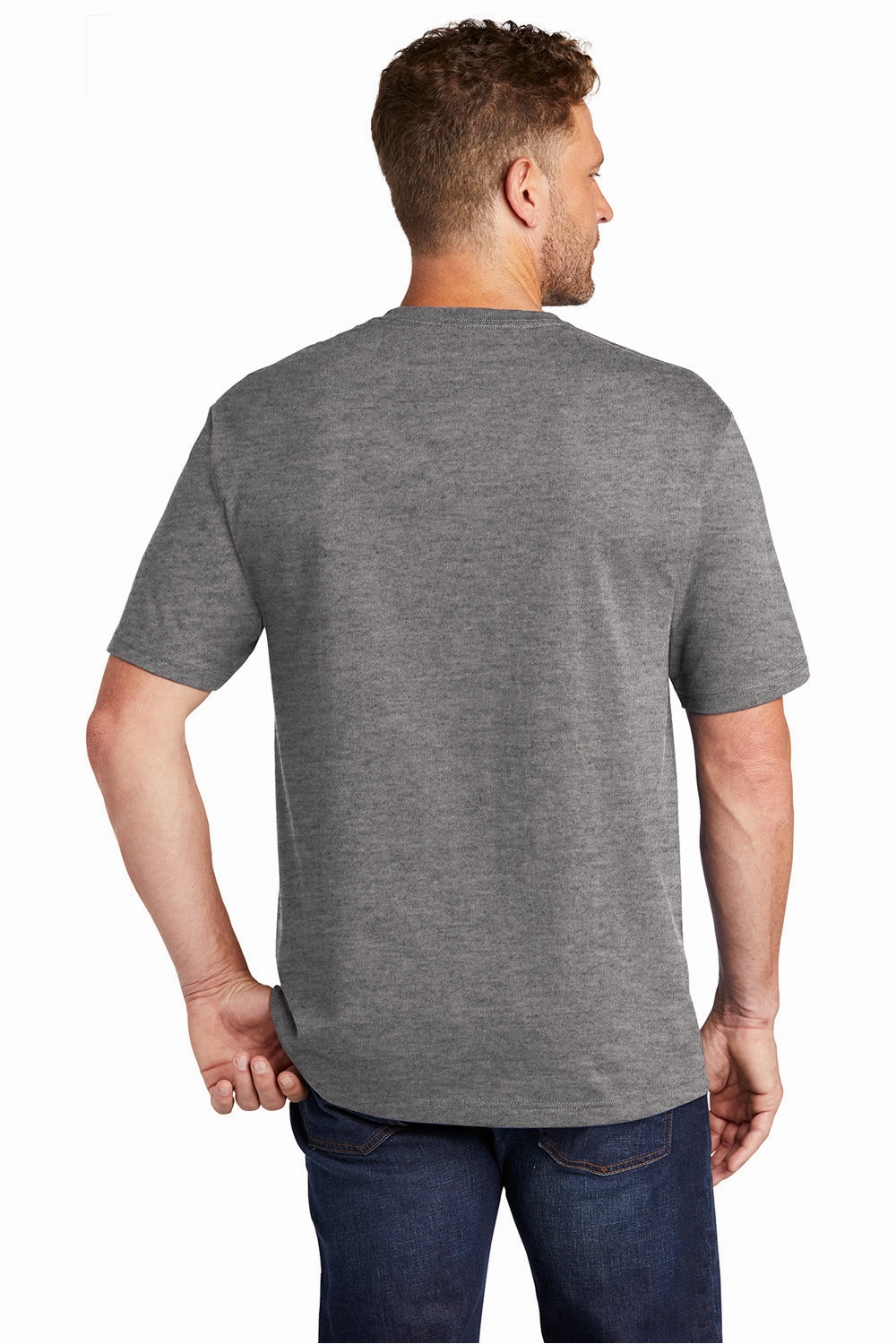 CornerStone Mens Short Sleeve Crewneck T-Shirt w/ Pocket - Heather Charcoal Grey