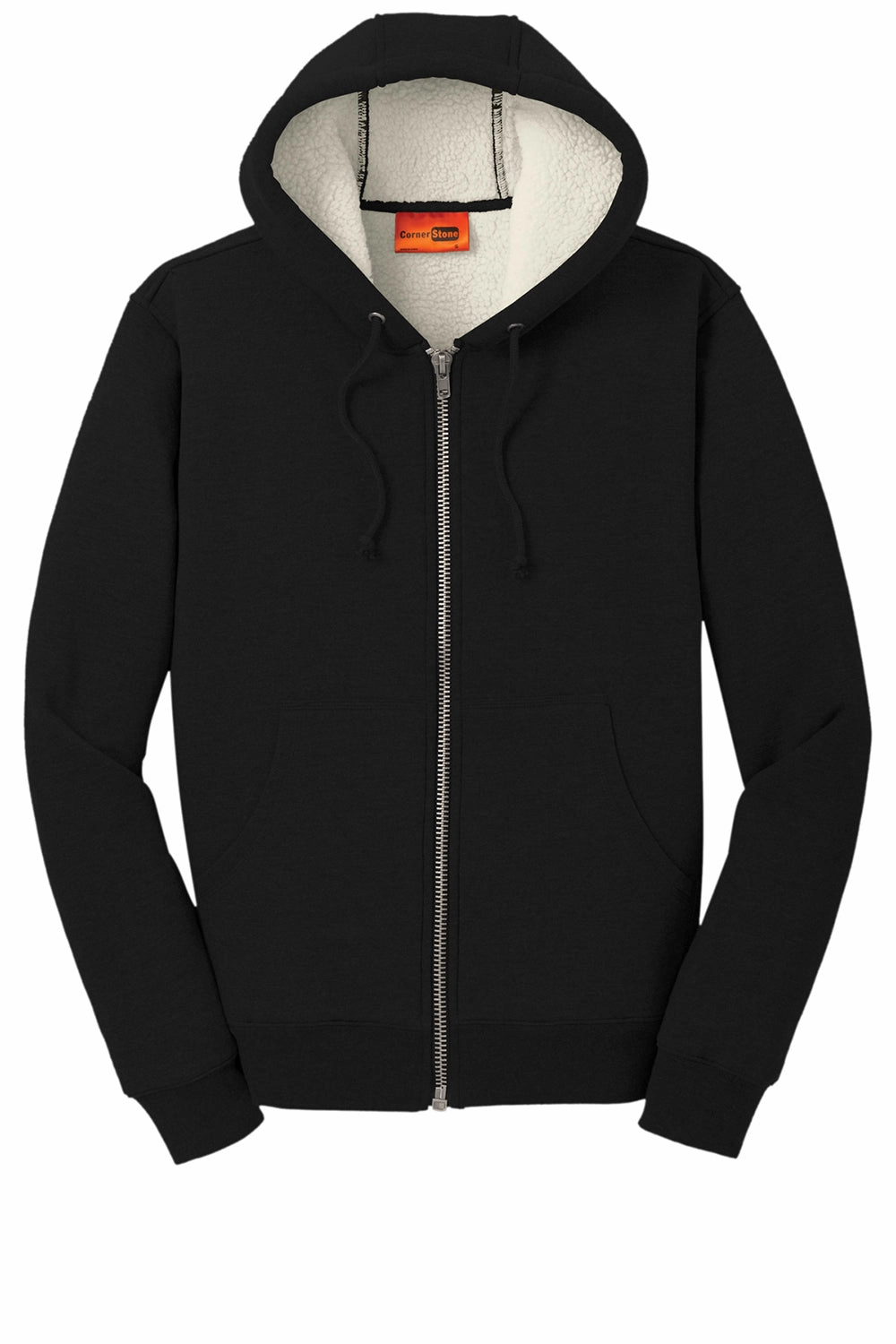 CornerStone Mens Water Resistant Fleece Full Zip Hooded Sweatshirt Hoodie w/ Pockets - Black