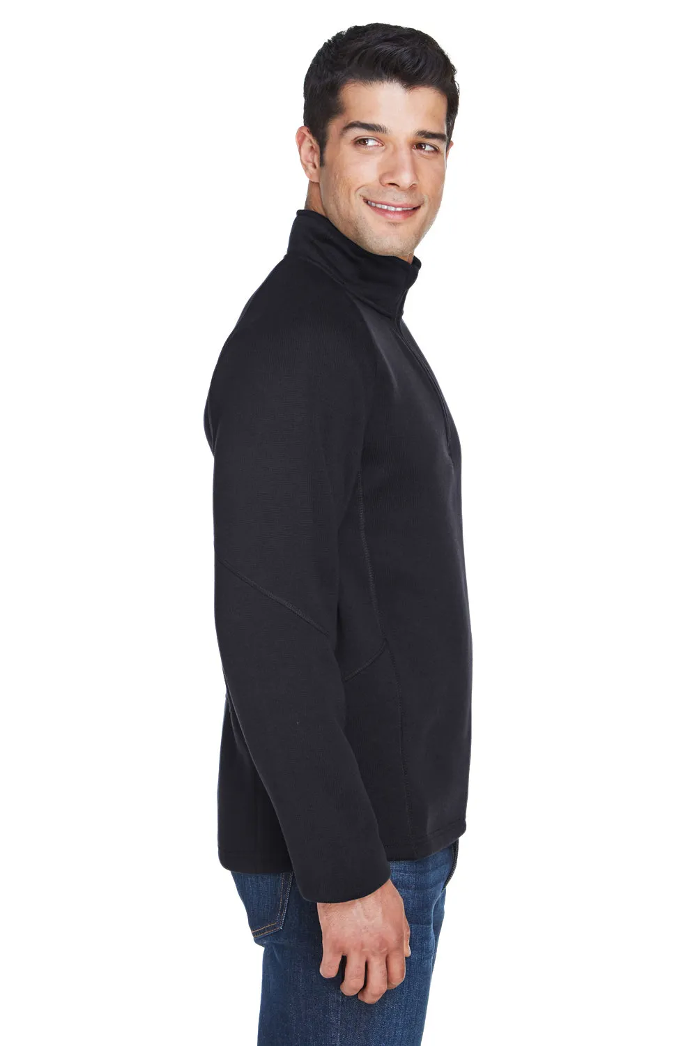 Devon & Jones Mens Bristol Pill Resistant Sweater Fleece 1/4 Zip Sweatshirt - Black