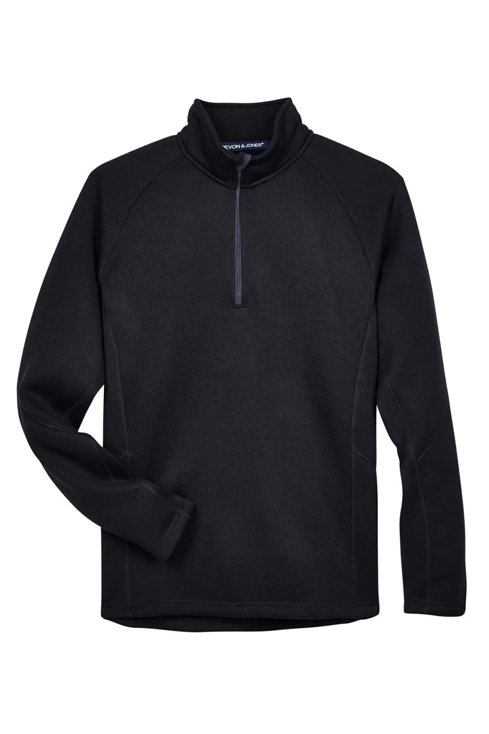 Devon & Jones Mens Bristol Pill Resistant Sweater Fleece 1/4 Zip Sweatshirt - Black