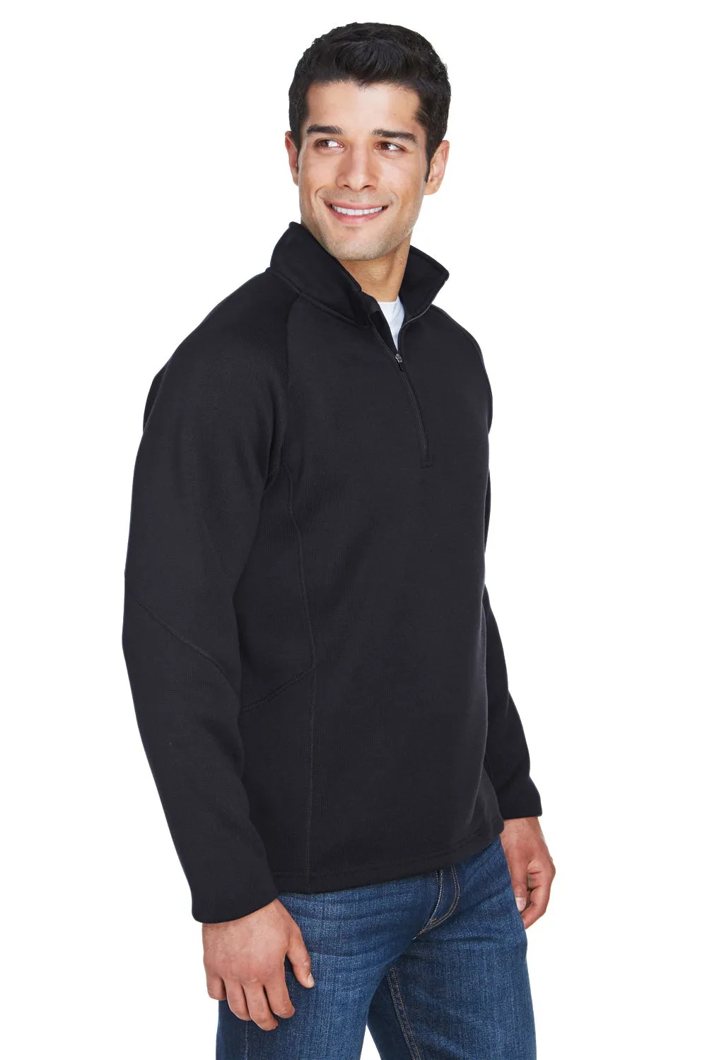 Devon & Jones Mens Bristol Pill Resistant Sweater Fleece 1/4 Zip Sweatshirt - Black