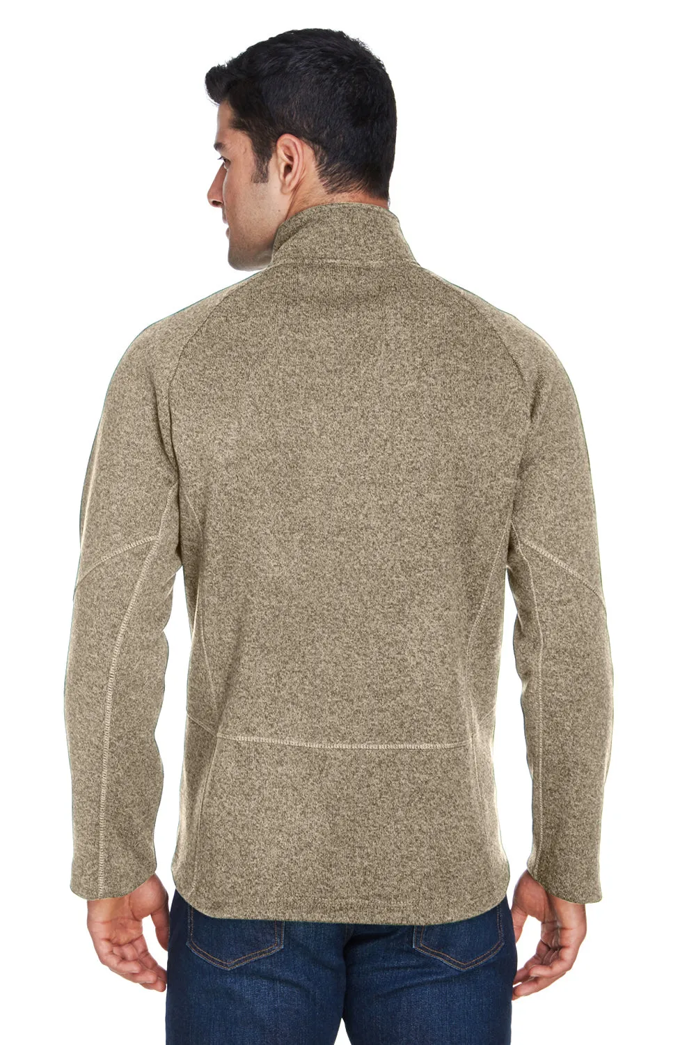 Devon & Jones Mens Bristol Pill Resistant Sweater Fleece 1/4 Zip Sweatshirt - Heather Khaki Brown