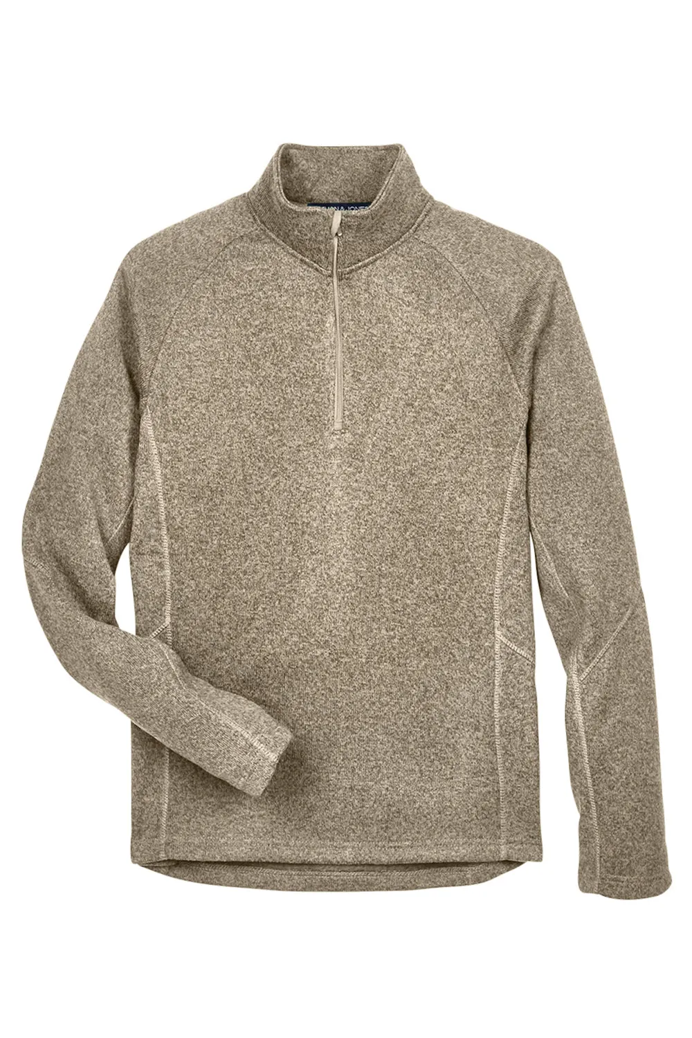 Devon & Jones Mens Bristol Pill Resistant Sweater Fleece 1/4 Zip Sweatshirt - Heather Khaki Brown