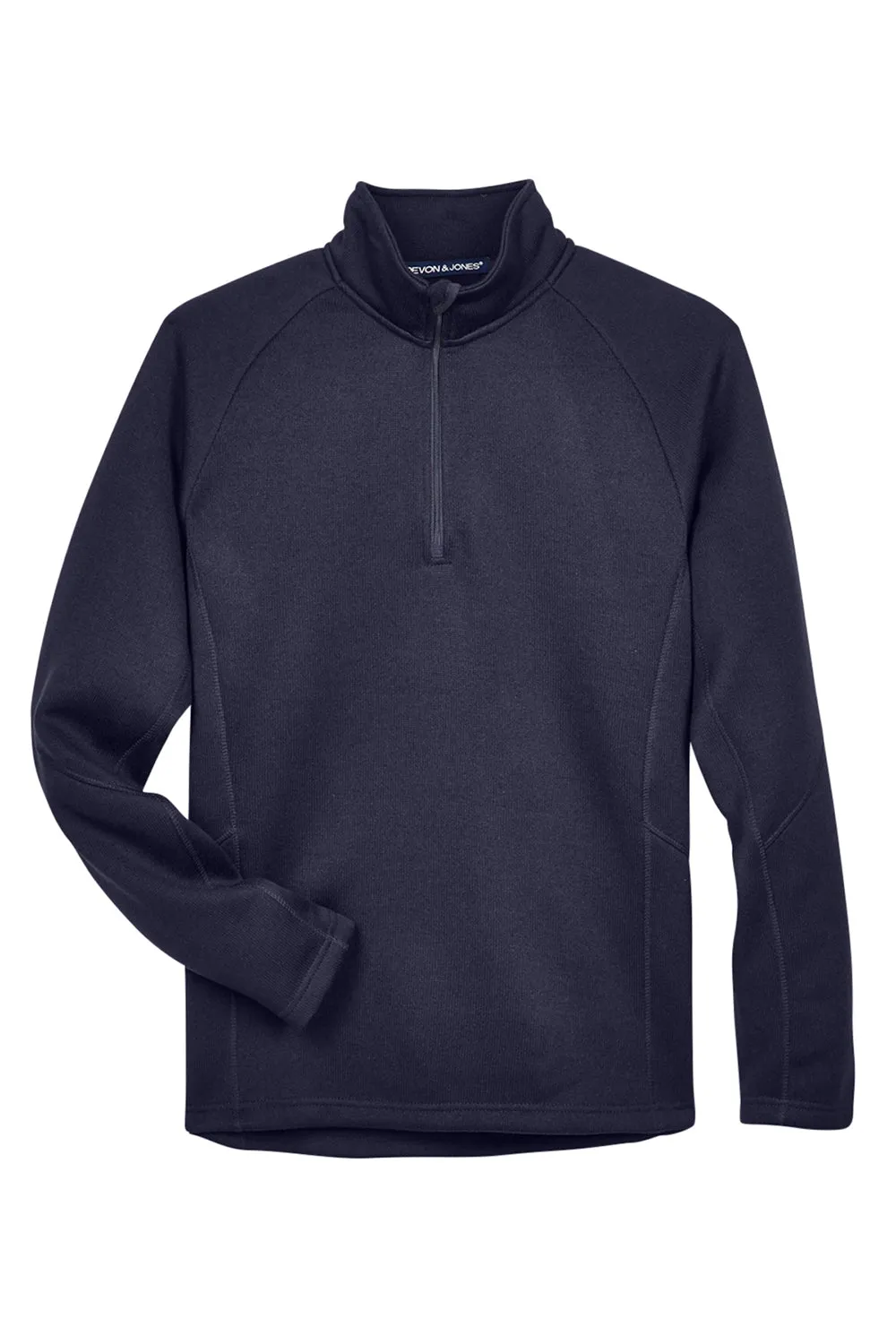 Devon & Jones Mens Bristol Pill Resistant Sweater Fleece 1/4 Zip Sweatshirt - Navy Blue