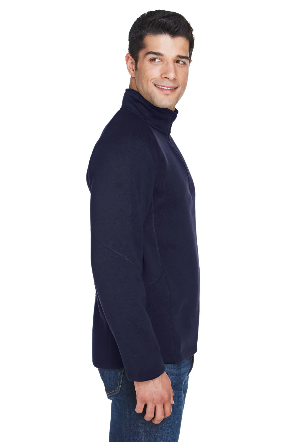 Devon & Jones Mens Bristol Pill Resistant Sweater Fleece 1/4 Zip Sweatshirt - Navy Blue