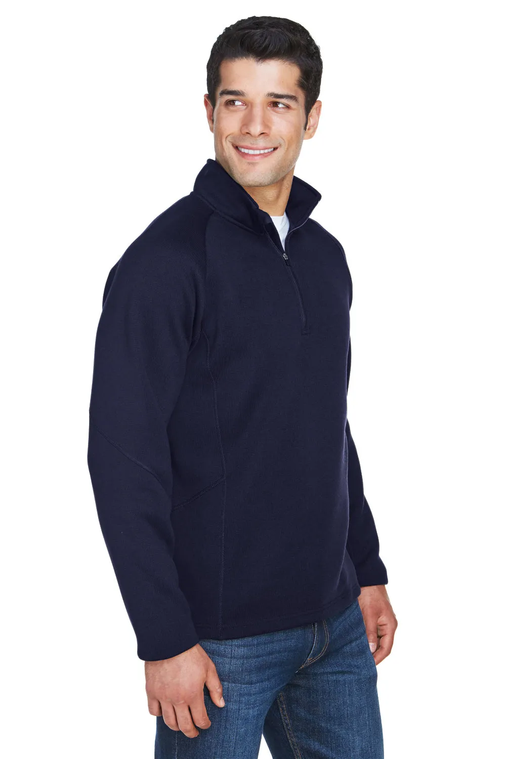 Devon & Jones Mens Bristol Pill Resistant Sweater Fleece 1/4 Zip Sweatshirt - Navy Blue