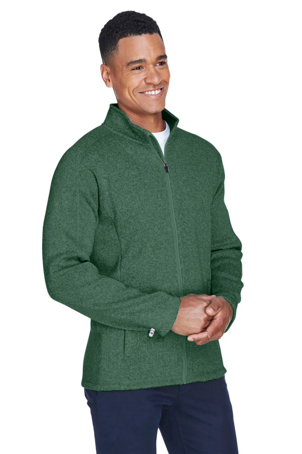Devon & Jones Mens Bristol Pill Resistant Sweater Fleece Full Zip Jacket - Heather Forest Green