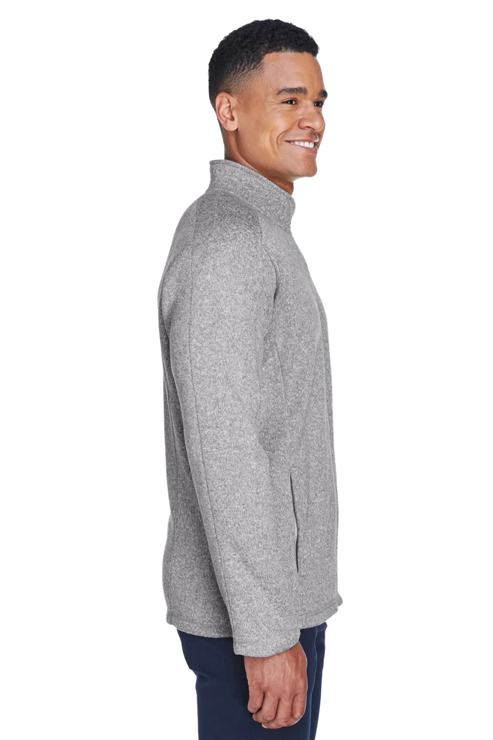 Devon & Jones Mens Bristol Pill Resistant Sweater Fleece Full Zip Jacket - Heather Grey