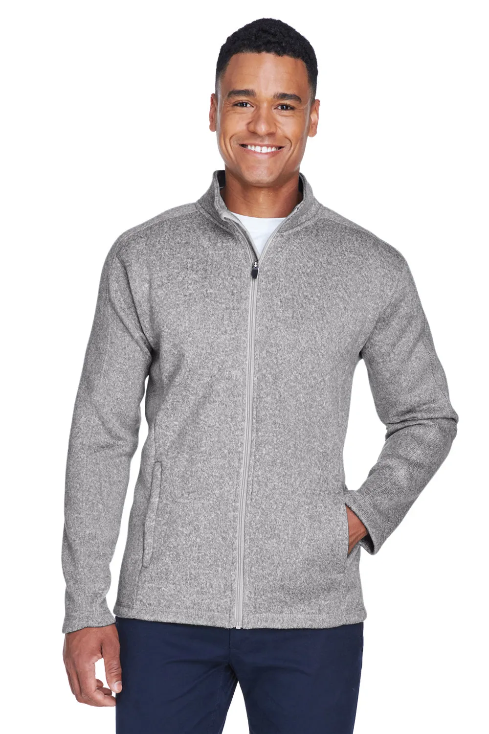 Devon & Jones Mens Bristol Pill Resistant Sweater Fleece Full Zip Jacket - Heather Grey