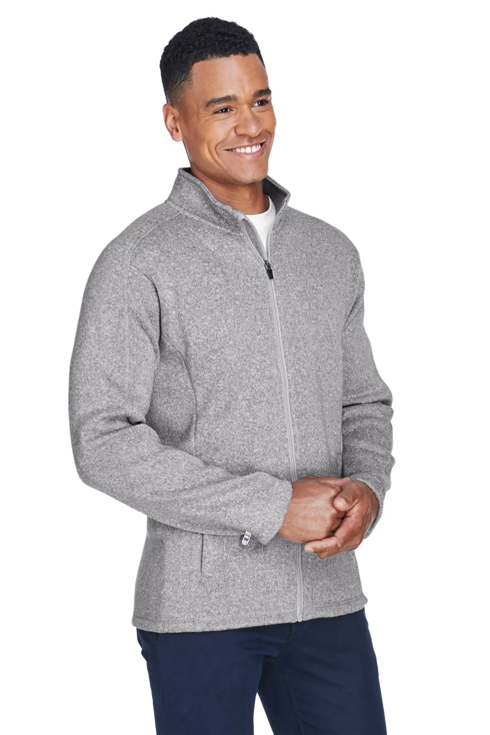 Devon & Jones Mens Bristol Pill Resistant Sweater Fleece Full Zip Jacket - Heather Grey