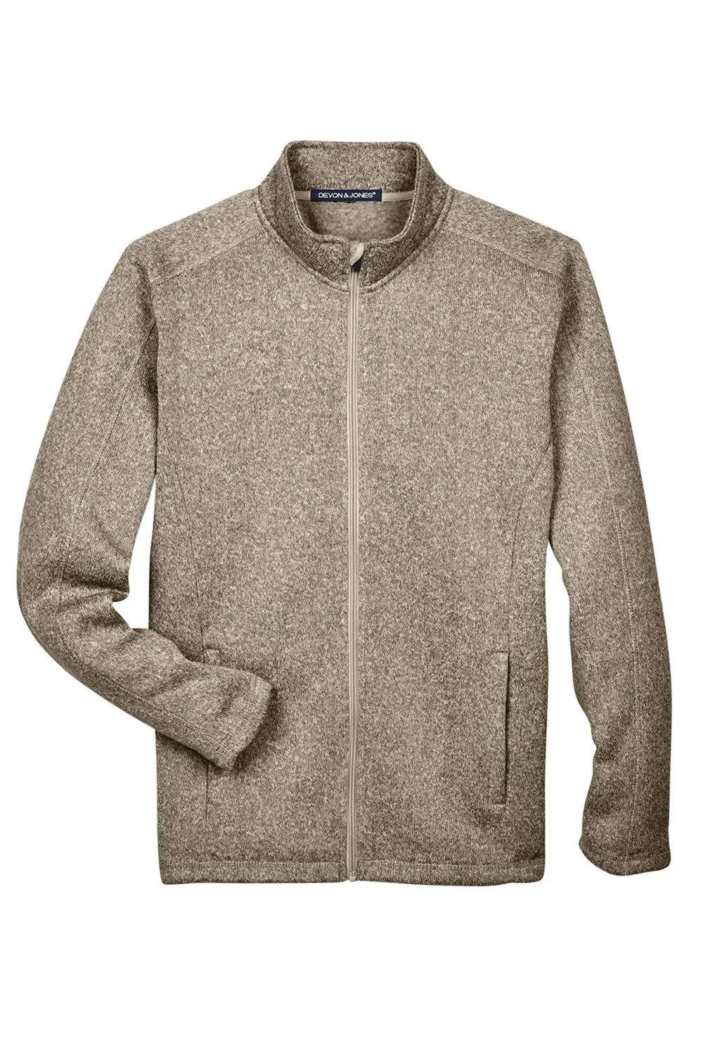 Devon & Jones Mens Bristol Pill Resistant Sweater Fleece Full Zip Jacket - Heather Khaki Brown