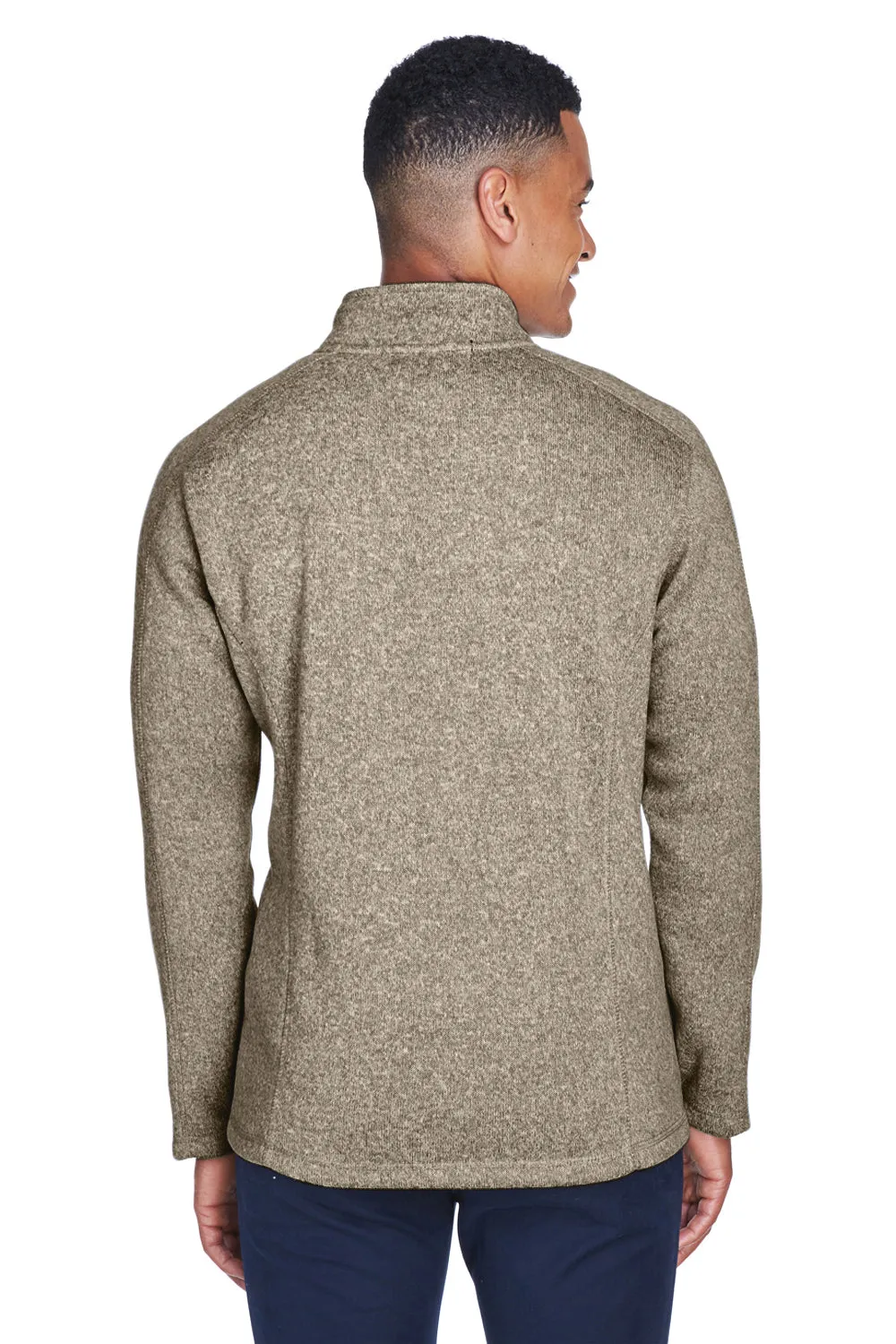 Devon & Jones Mens Bristol Pill Resistant Sweater Fleece Full Zip Jacket - Heather Khaki Brown