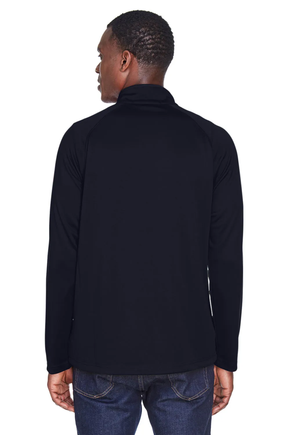 Devon & Jones Mens Compass Stretch Tech Moisture Wicking 1/4 Zip Sweatshirt w/ Pockets - Navy Blue