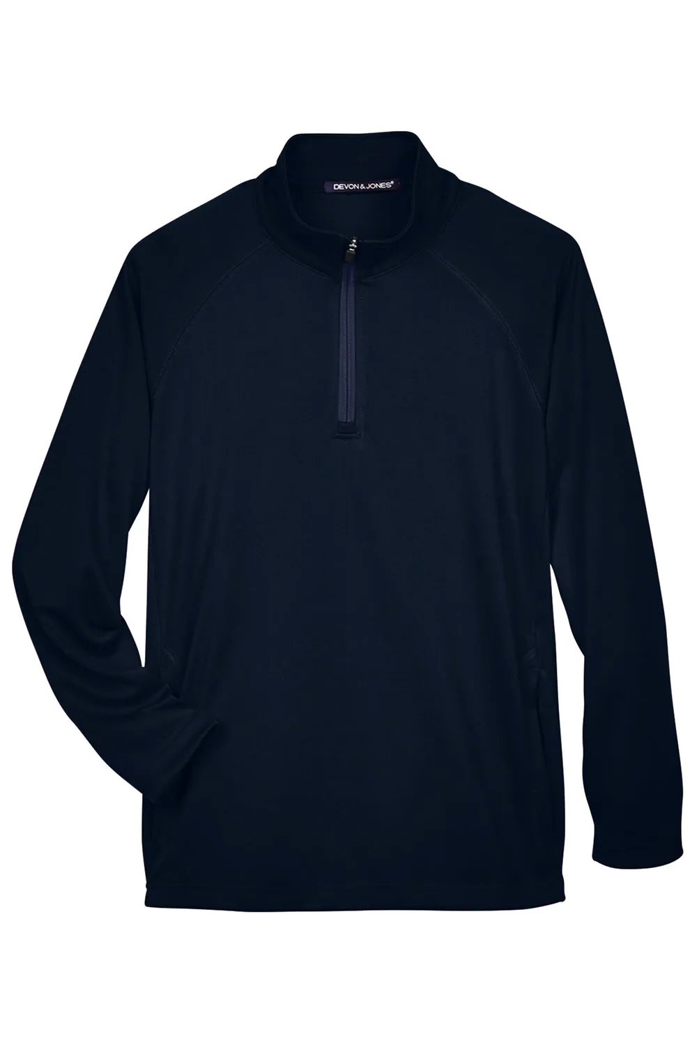 Devon & Jones Mens Compass Stretch Tech Moisture Wicking 1/4 Zip Sweatshirt w/ Pockets - Navy Blue