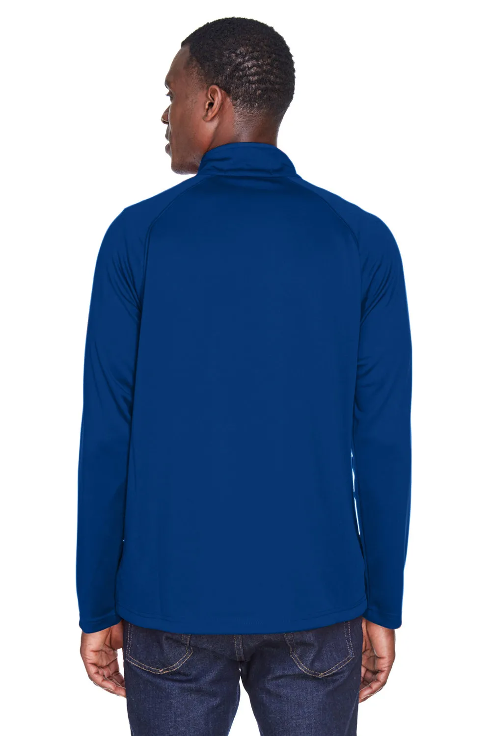 Devon & Jones Mens Compass Stretch Tech Moisture Wicking 1/4 Zip Sweatshirt w/ Pockets - True Royal Blue