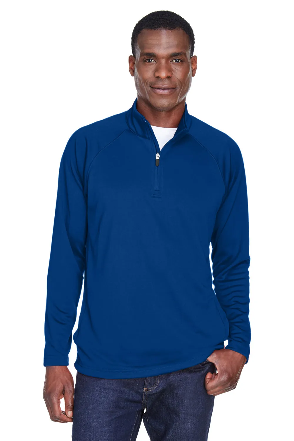 Devon & Jones Mens Compass Stretch Tech Moisture Wicking 1/4 Zip Sweatshirt w/ Pockets - True Royal Blue