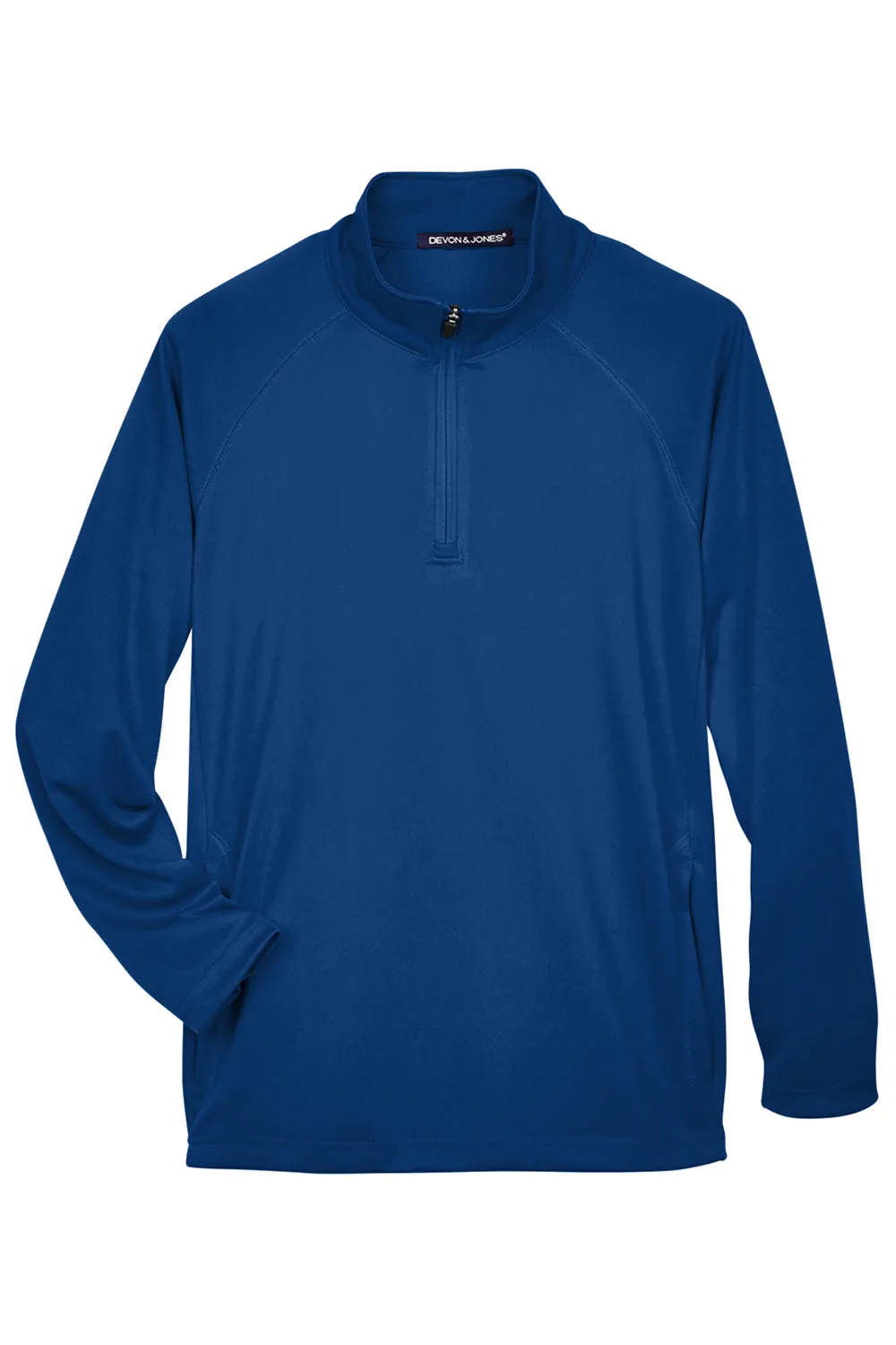 Devon & Jones Mens Compass Stretch Tech Moisture Wicking 1/4 Zip Sweatshirt w/ Pockets - True Royal Blue