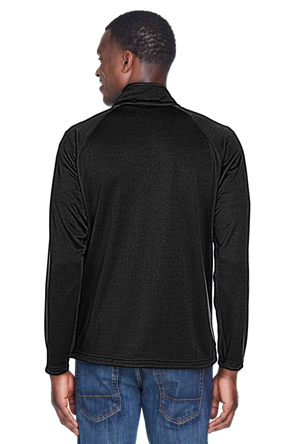 Devon & Jones Mens Compass Stretch Tech Moisture Wicking Full Zip Sweatshirt w/ Pockets - Black