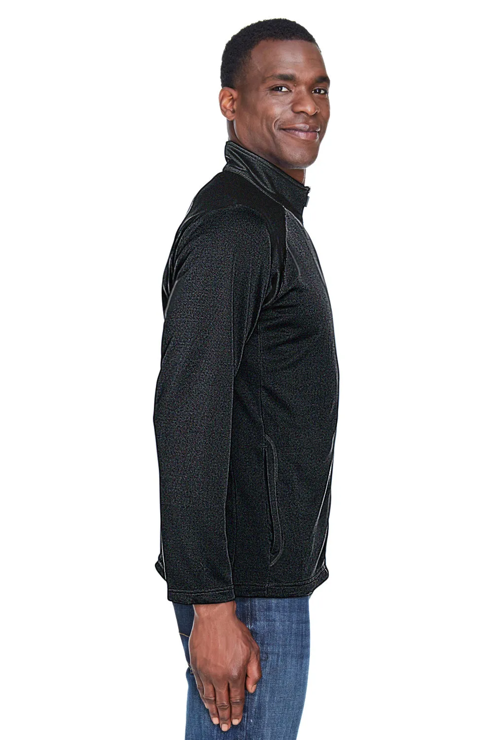 Devon & Jones Mens Compass Stretch Tech Moisture Wicking Full Zip Sweatshirt w/ Pockets - Black