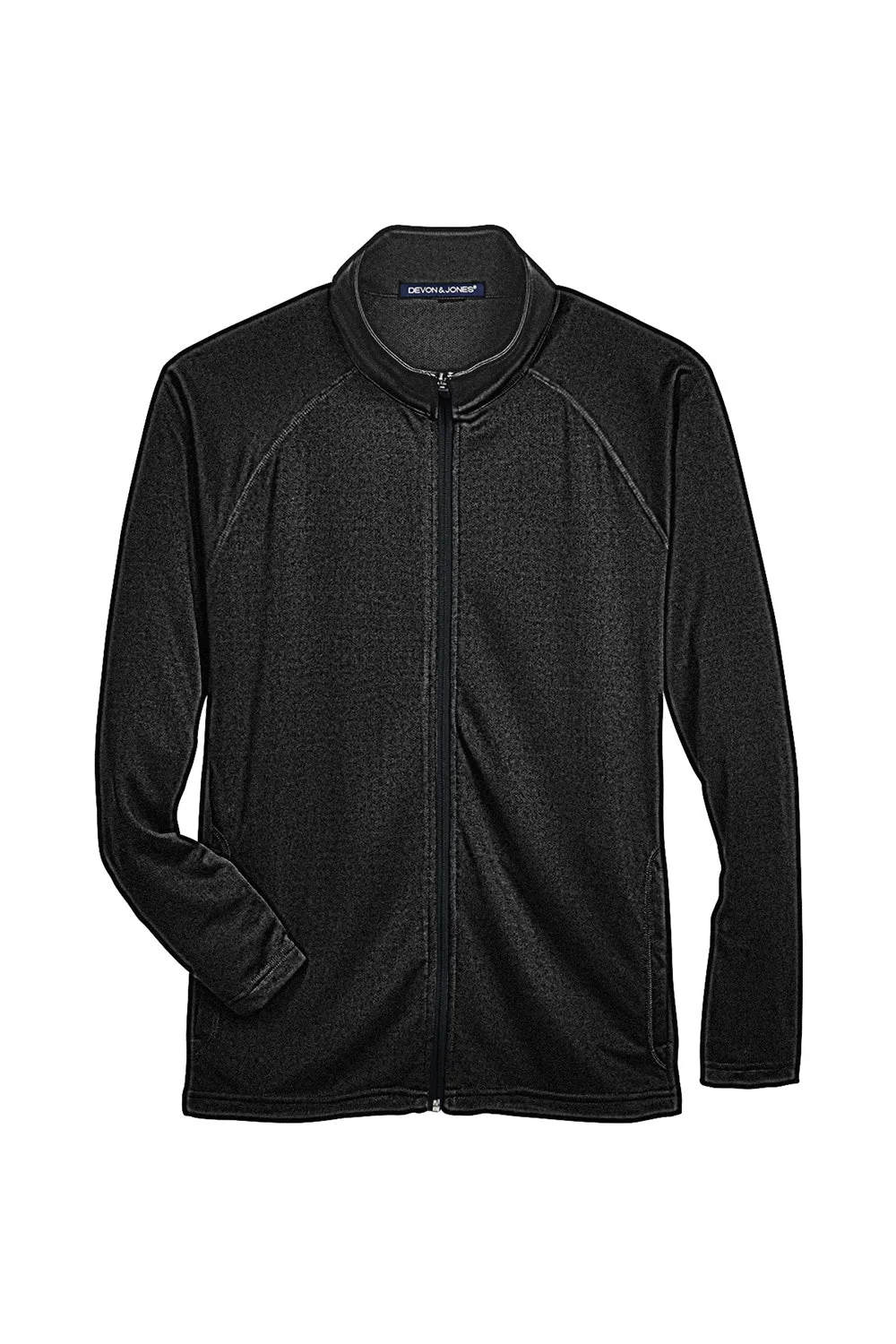 Devon & Jones Mens Compass Stretch Tech Moisture Wicking Full Zip Sweatshirt w/ Pockets - Black