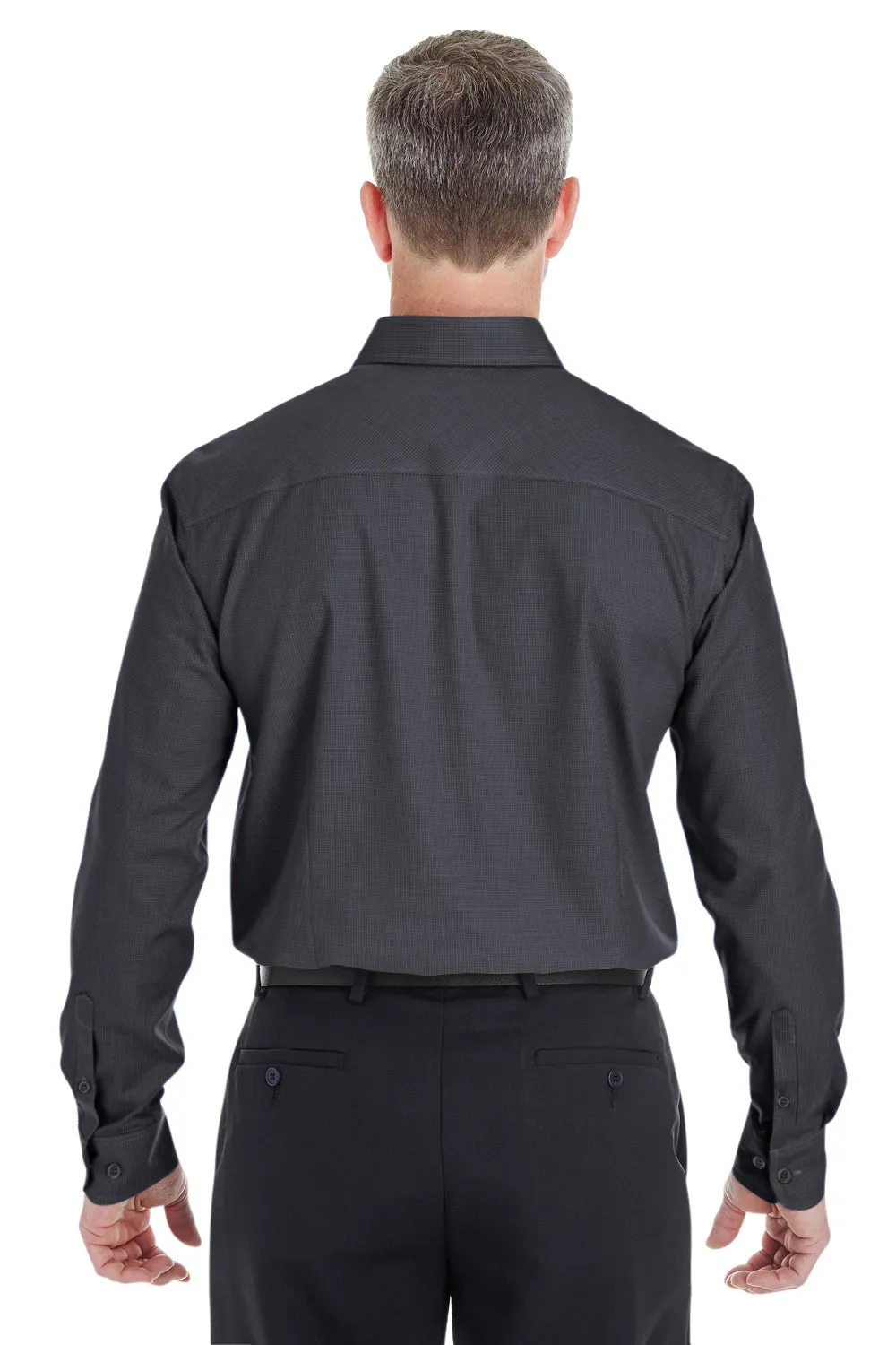 Devon & Jones Mens Crown Woven Collection Wrinkle Resistant Long Sleeve Button Down Shirt - Black