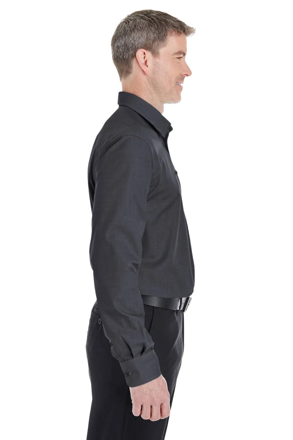 Devon & Jones Mens Crown Woven Collection Wrinkle Resistant Long Sleeve Button Down Shirt - Black
