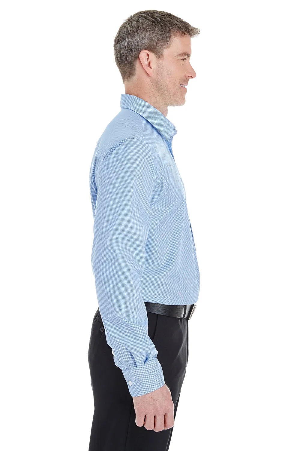 Devon & Jones Mens Crown Woven Collection Wrinkle Resistant Long Sleeve Button Down Shirt - French Blue