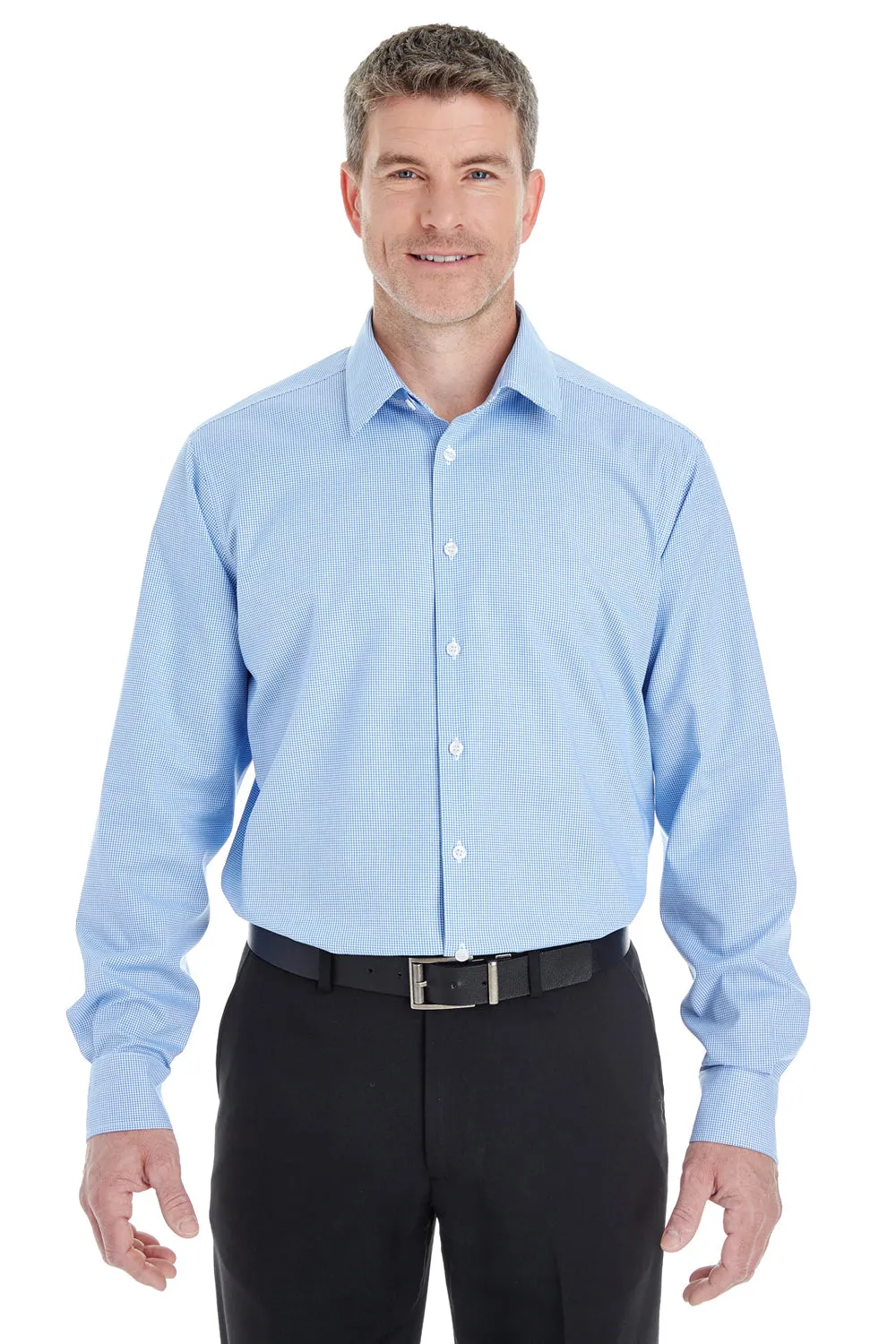 Devon & Jones Mens Crown Woven Collection Wrinkle Resistant Long Sleeve Button Down Shirt - French Blue