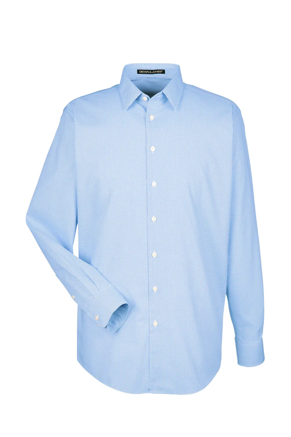 Devon & Jones Mens Crown Woven Collection Wrinkle Resistant Long Sleeve Button Down Shirt - French Blue