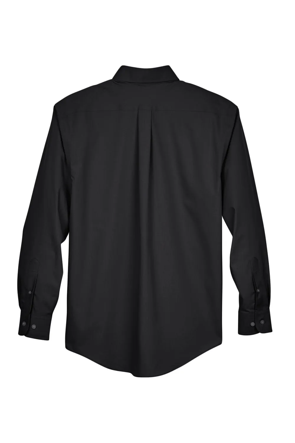 Devon & Jones Mens Crown Woven Collection Wrinkle Resistant Long Sleeve Button Down Shirt w/ Pocket - Black