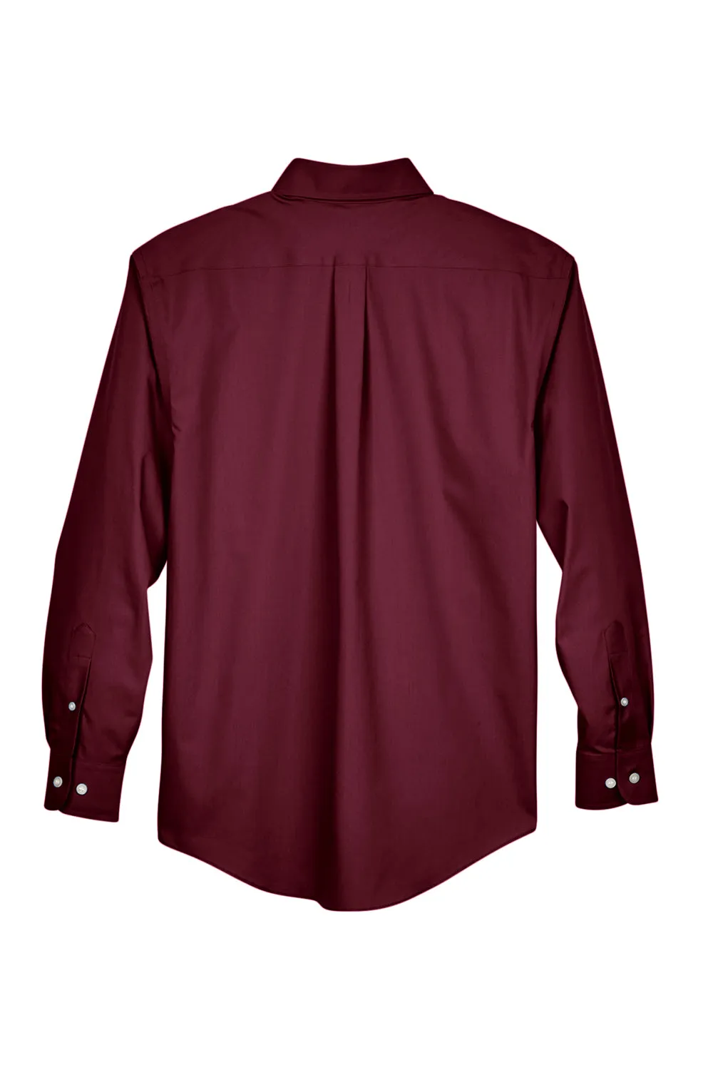 Devon & Jones Mens Crown Woven Collection Wrinkle Resistant Long Sleeve Button Down Shirt w/ Pocket - Burgundy