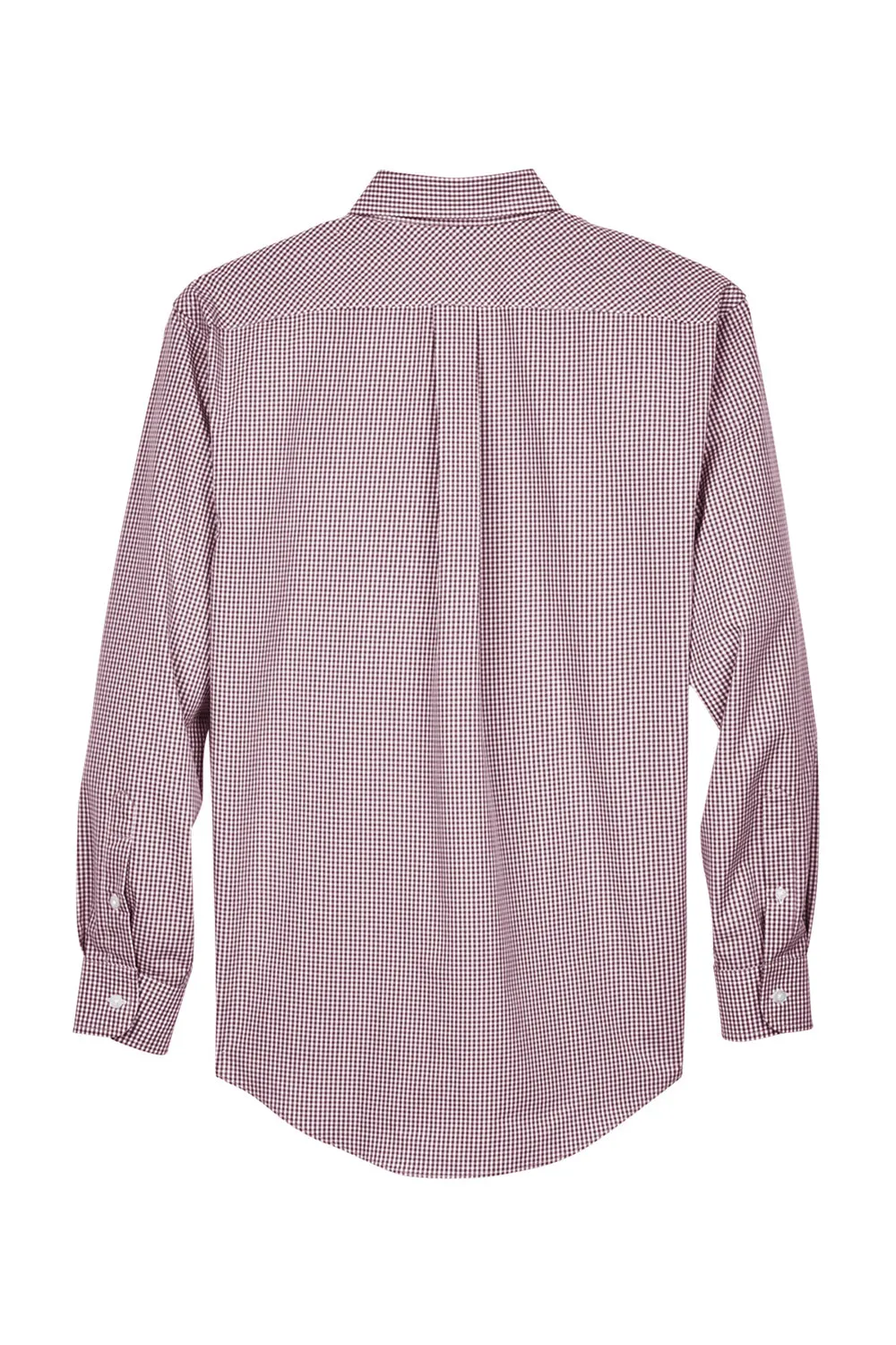 Devon & Jones Mens Crown Woven Collection Wrinkle Resistant Long Sleeve Button Down Shirt w/ Pocket - Burgundy