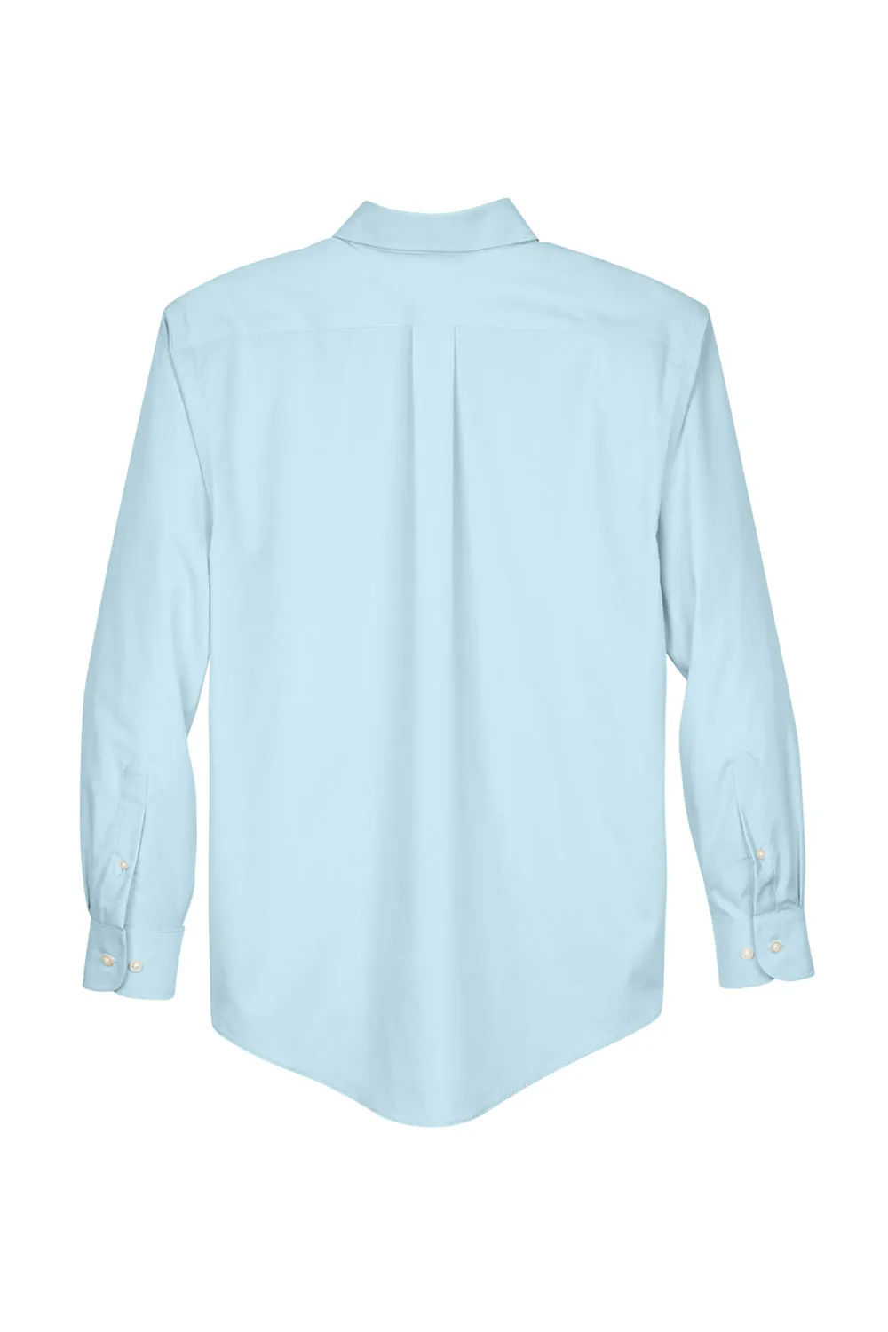 Devon & Jones Mens Crown Woven Collection Wrinkle Resistant Long Sleeve Button Down Shirt w/ Pocket - Crystal Blue