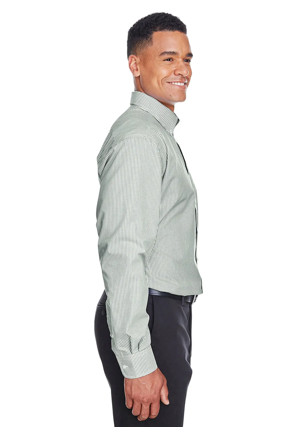 Devon & Jones Mens Crown Woven Collection Wrinkle Resistant Long Sleeve Button Down Shirt w/ Pocket - Dill Green