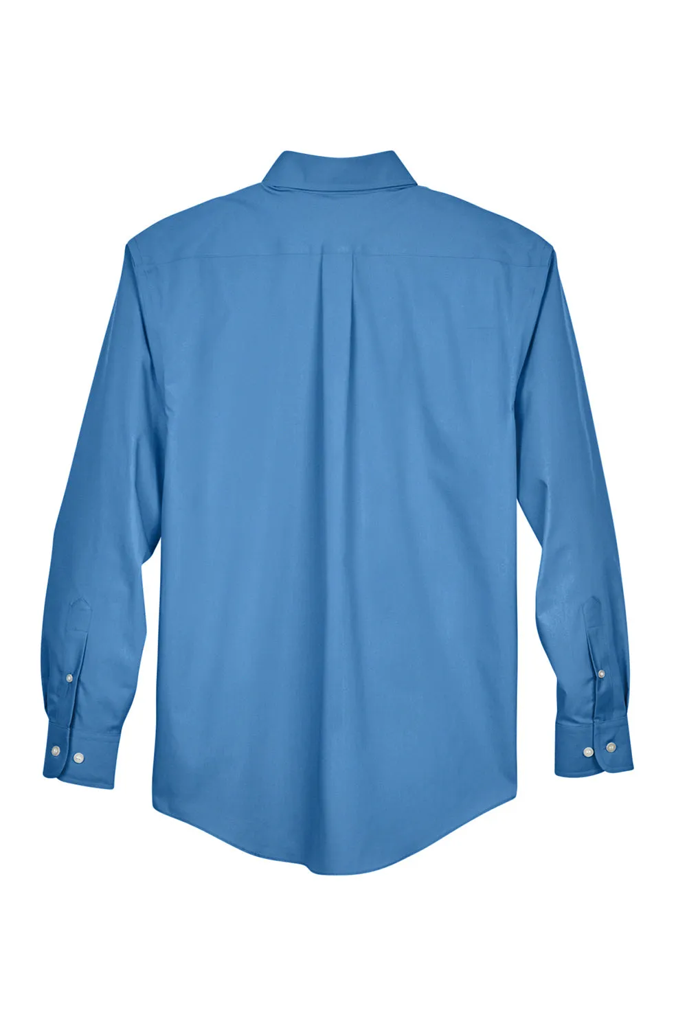 Devon & Jones Mens Crown Woven Collection Wrinkle Resistant Long Sleeve Button Down Shirt w/ Pocket - French Blue