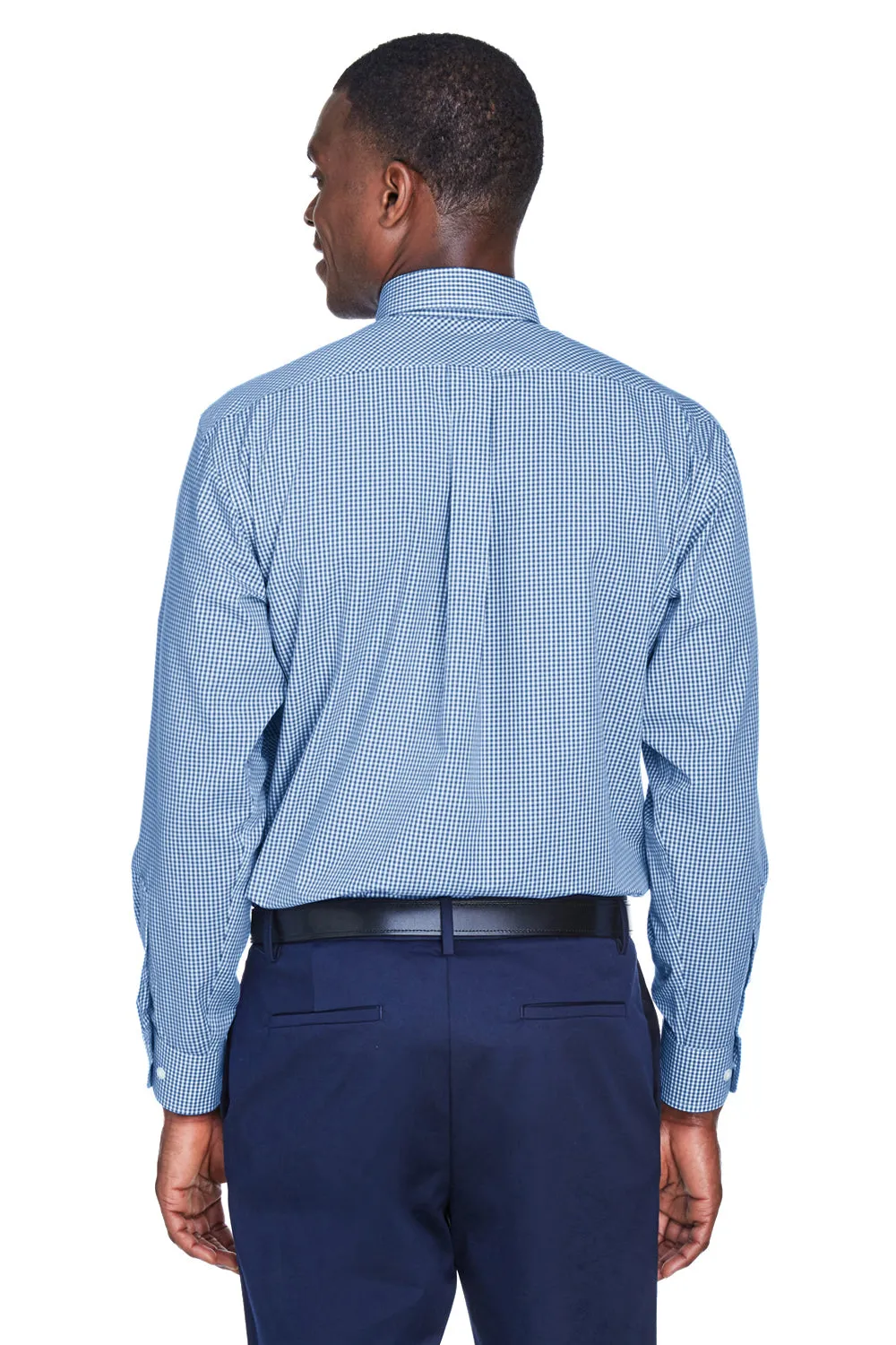Devon & Jones Mens Crown Woven Collection Wrinkle Resistant Long Sleeve Button Down Shirt w/ Pocket - French Blue