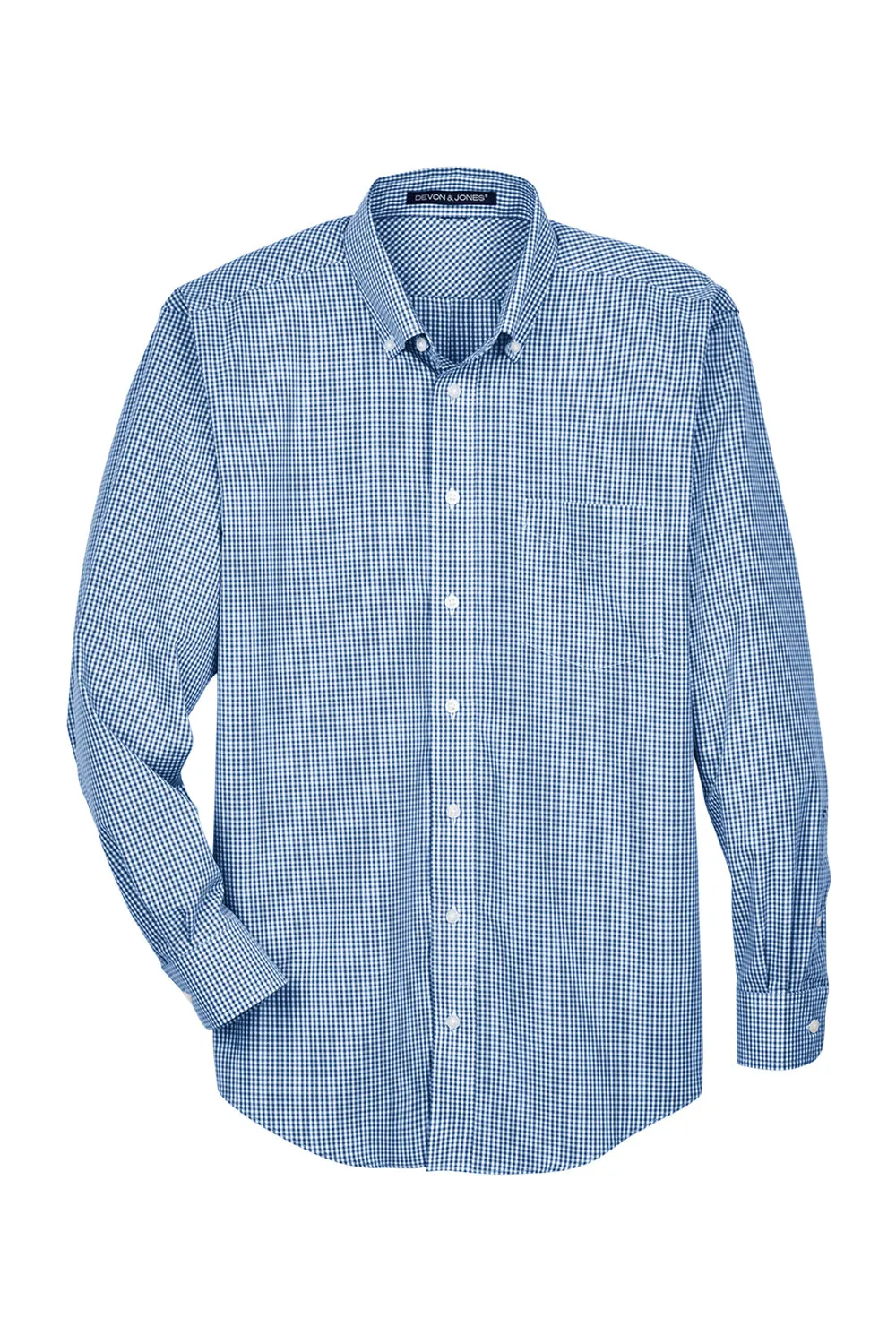 Devon & Jones Mens Crown Woven Collection Wrinkle Resistant Long Sleeve Button Down Shirt w/ Pocket - French Blue