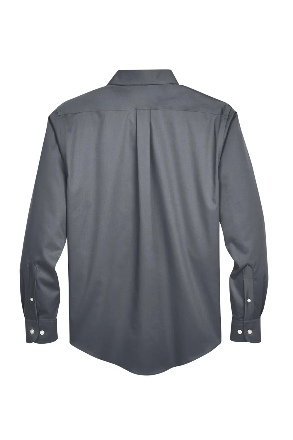 Devon & Jones Mens Crown Woven Collection Wrinkle Resistant Long Sleeve Button Down Shirt w/ Pocket - Graphite Grey
