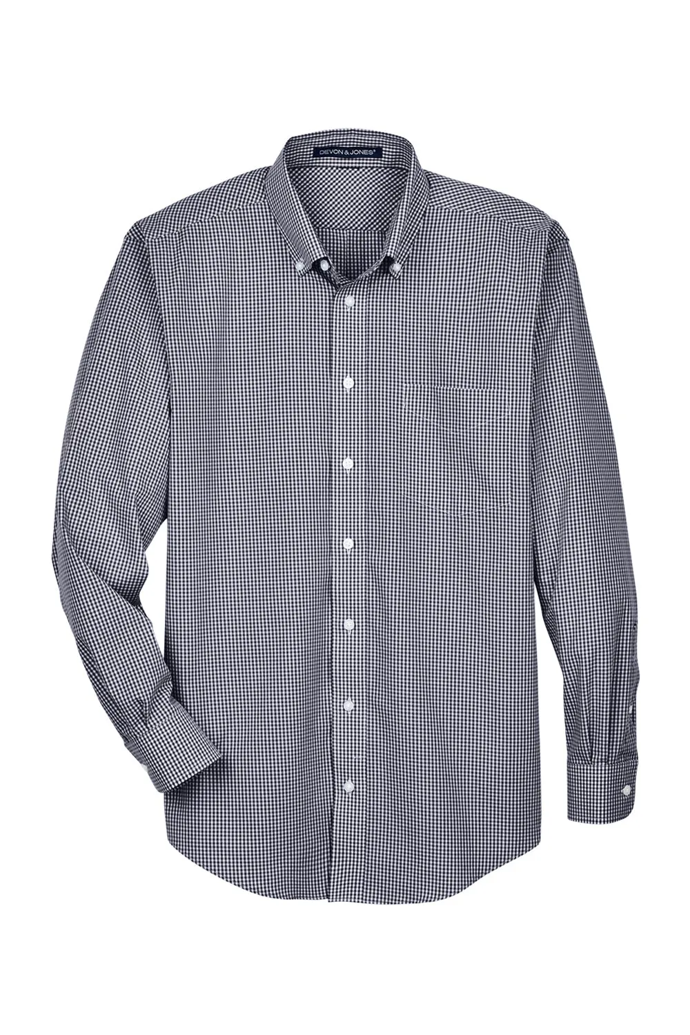 Devon & Jones Mens Crown Woven Collection Wrinkle Resistant Long Sleeve Button Down Shirt w/ Pocket - Navy Blue
